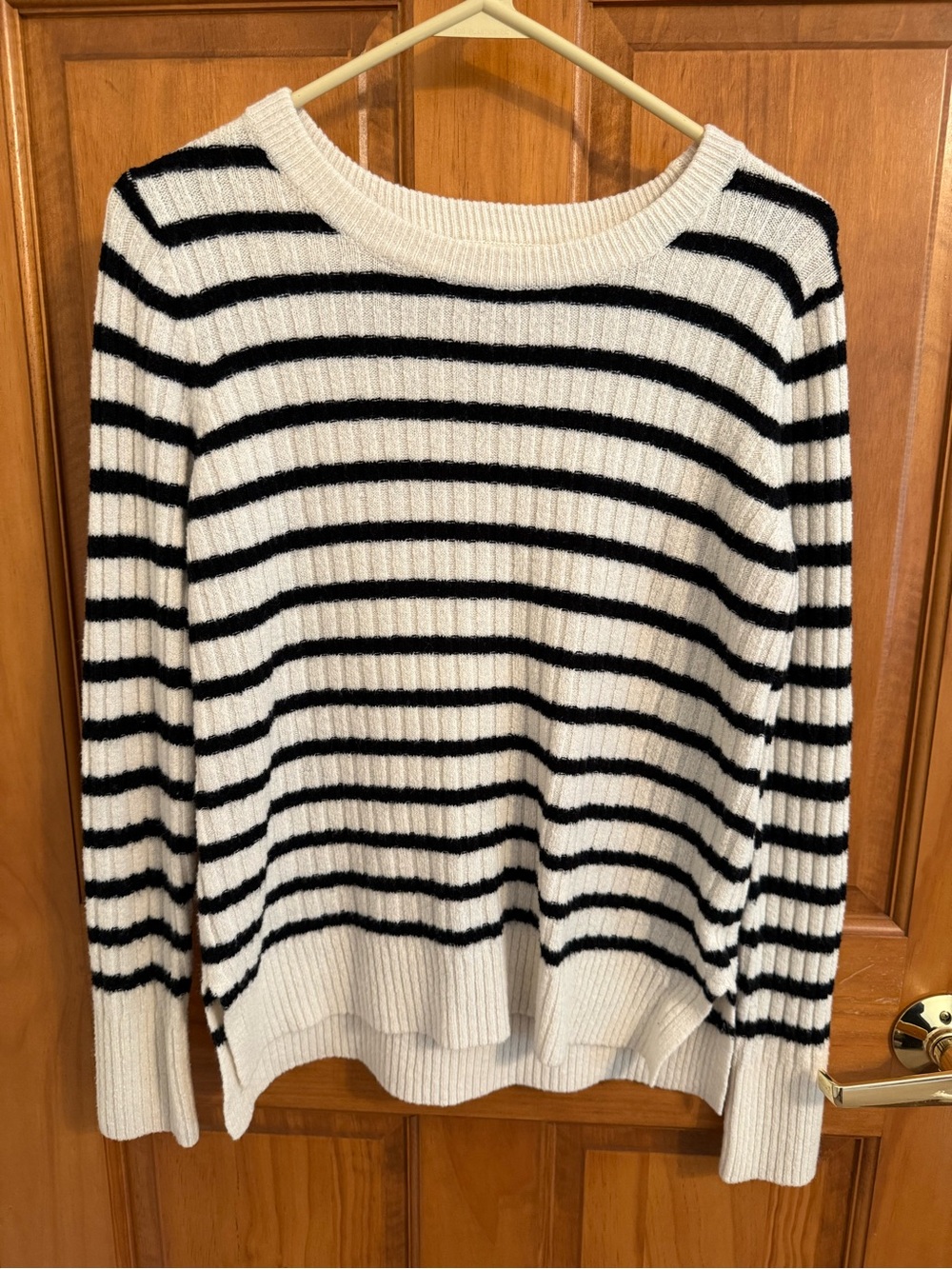 Old Navy Black & Cream Striped Crewneck Sweater